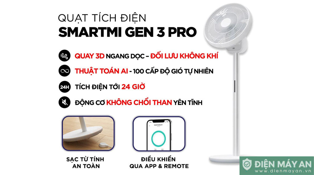Quạt tích điện đối lưu Smartmi Gen 3 Pro Circulation Fan ZLBPKQXHS02ZM